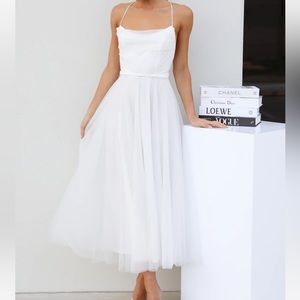 White tulle midi dress